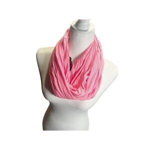 Geranium Pink Striped Cotton Infinity Scarf Y2K Colorful Winter Spring NEW